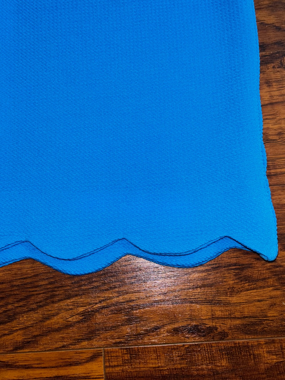 NY Collection Scallop Hem Shift Dress Aqua Blue Waffle Knit Professional Midi - Picture 4 of 9